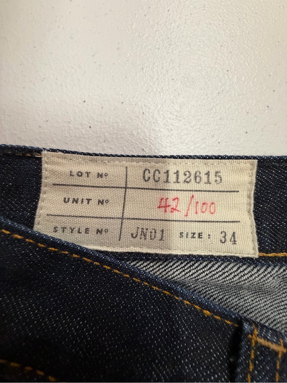 CC15 Utility Mark JN01 Men’s Selvedge Denim Jeans Size 34 Made in LA 42/100 B341